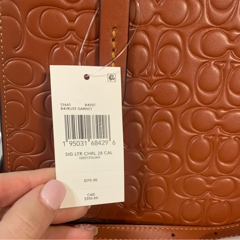 Coach Embossed Leather Bag in Rich Brown - Picture 3 of 11